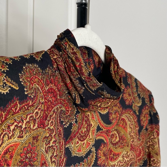 VTG Union Made Paisley Dress w/Suede Trim B1 - Picture 5 of 16